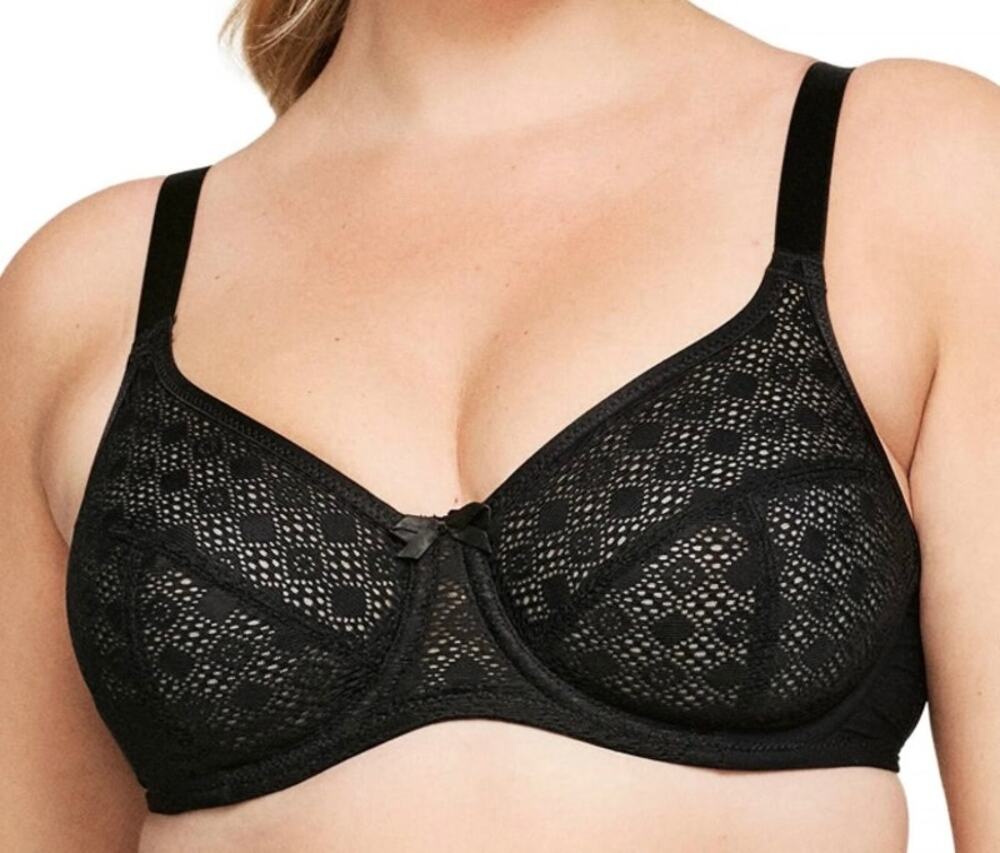 Glamorise WonderWire Lace Bra Women's 50C Black Underwire 9855 NWOT